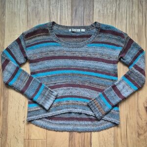Last Chance!!! 🩵Roxy Grey, Turqoise, Maroon and Brown Striped Sweater